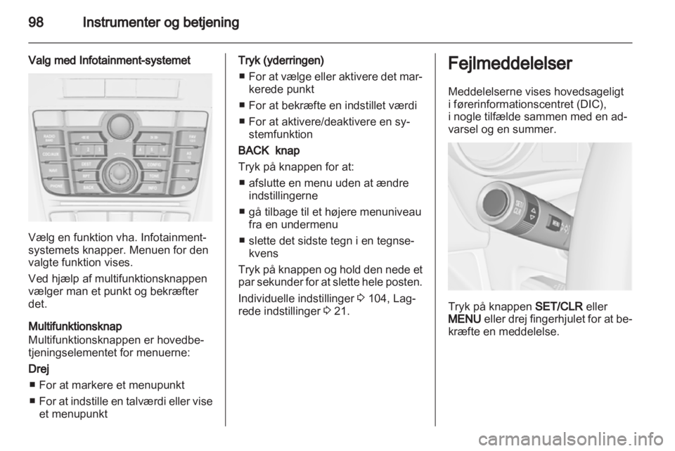 OPEL MERIVA 2012.5  Instruktionsbog (in Danish) 