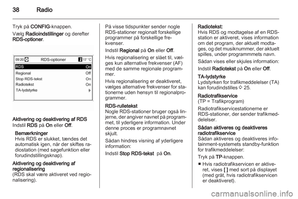 OPEL MERIVA 2013  Instruktionsbog til Infotainment (in Danish) 