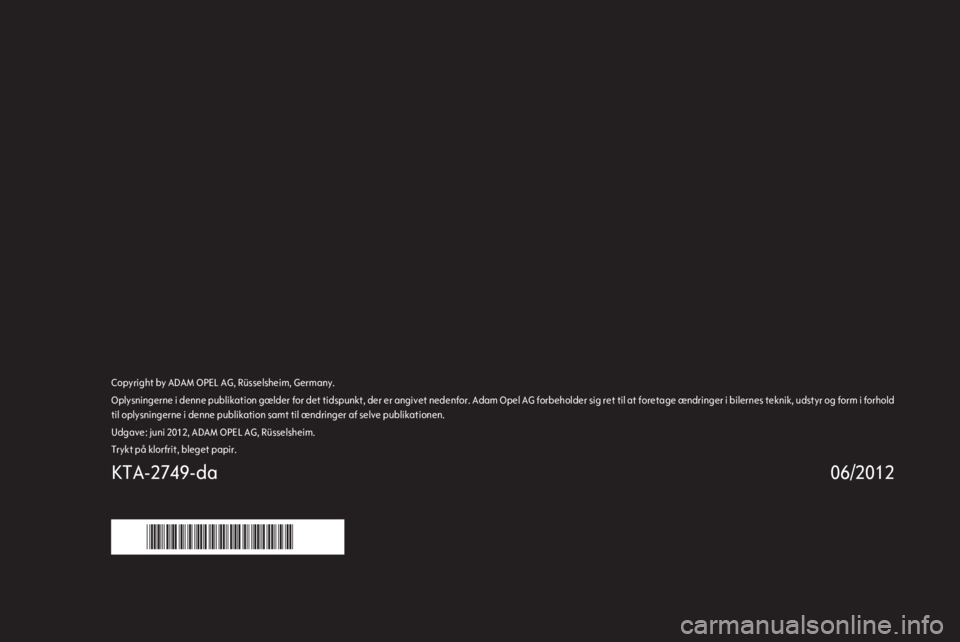 OPEL MOKKA 2013  Instruktionsbog (in Danish) 