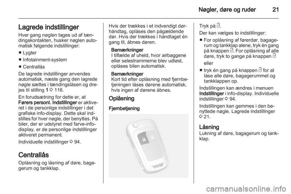 OPEL MOKKA 2013  Instruktionsbog (in Danish) 