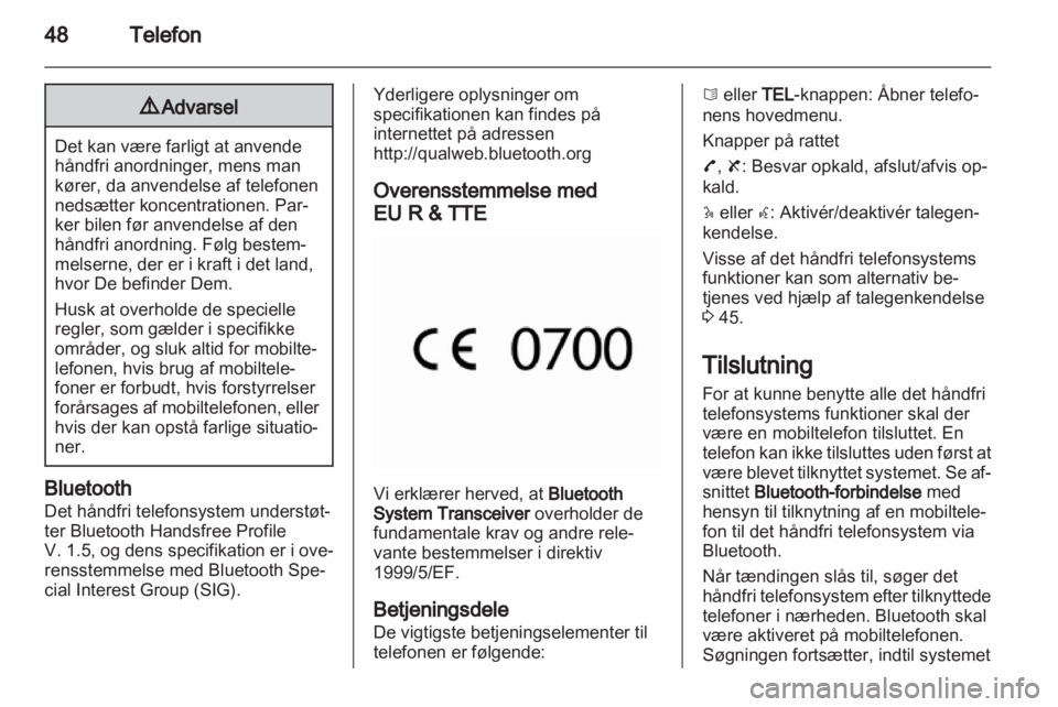 OPEL MOVANO_B 2011.5  Instruktionsbog til Infotainment (in Danish) 
