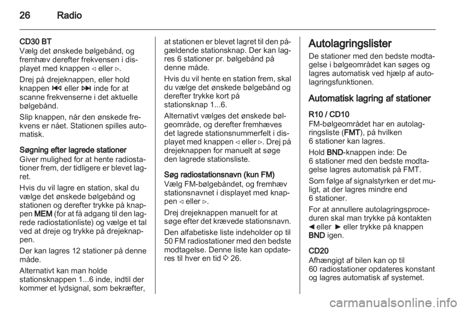 OPEL VIVARO 2012  Instruktionsbog til Infotainment (in Danish) 