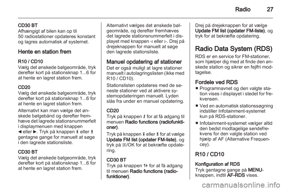 OPEL VIVARO 2012  Instruktionsbog til Infotainment (in Danish) 