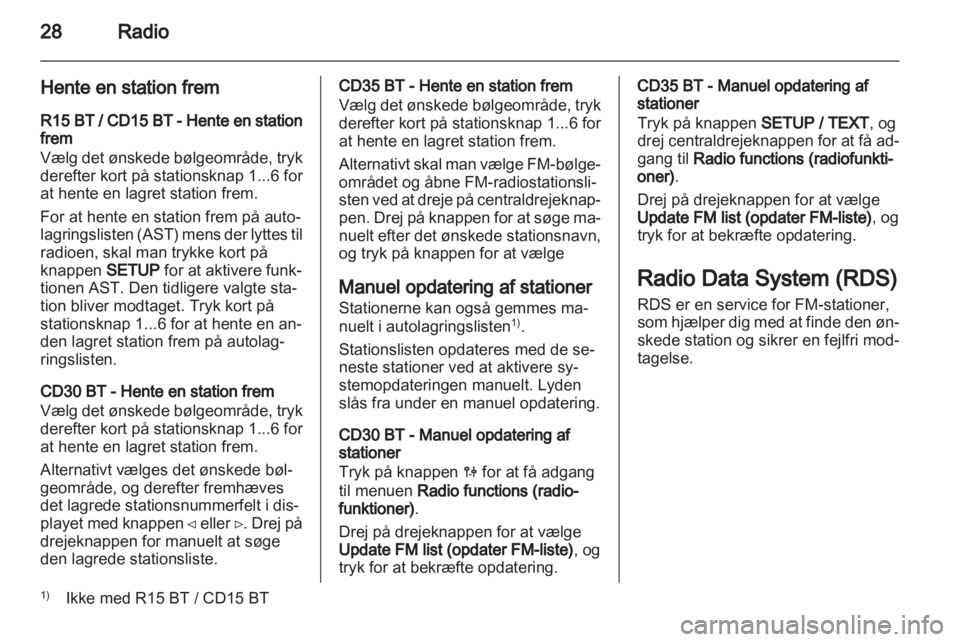 OPEL VIVARO 2013  Instruktionsbog til Infotainment (in Danish) 