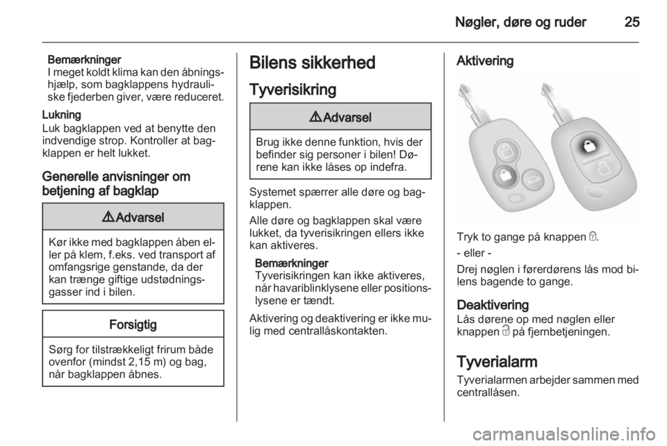 OPEL VIVARO 2011.5  Instruktionsbog (in Danish) 