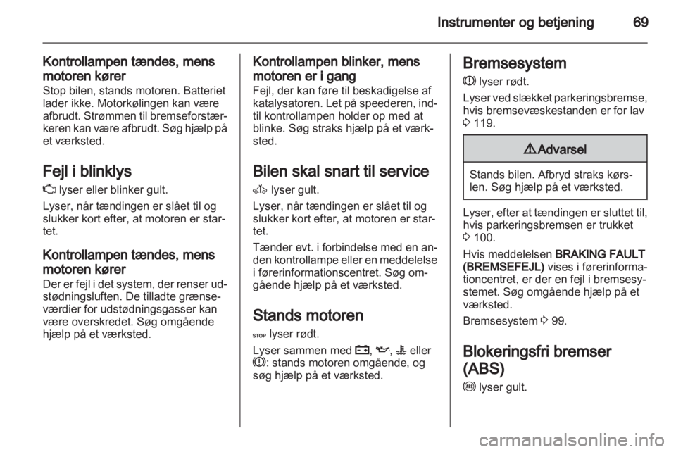 OPEL VIVARO 2012  Instruktionsbog (in Danish) 