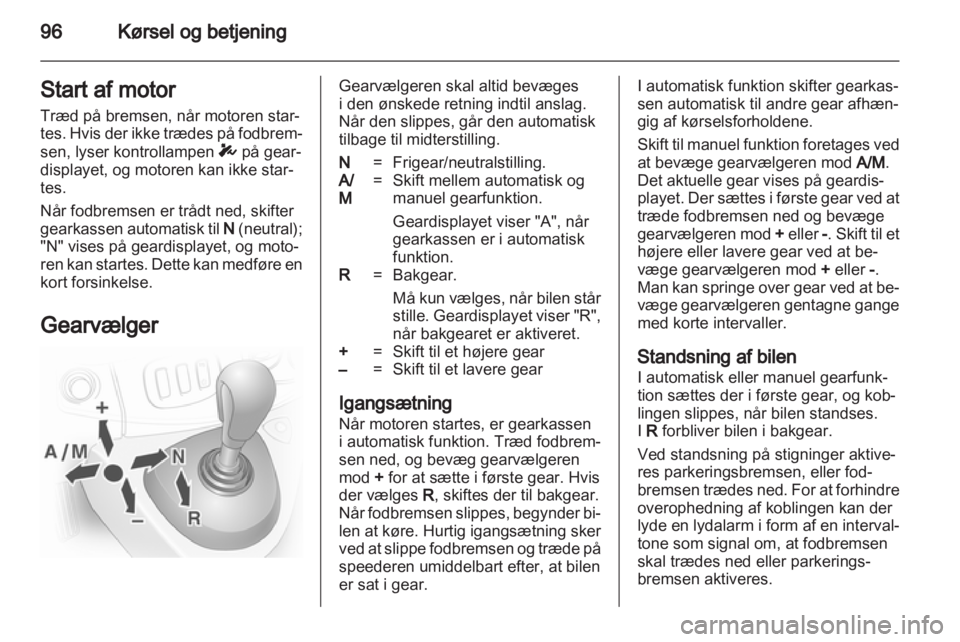 OPEL VIVARO 2012  Instruktionsbog (in Danish) 