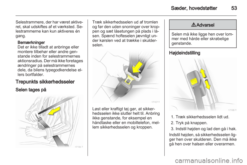OPEL ZAFIRA 2010  Instruktionsbog (in Danish) 