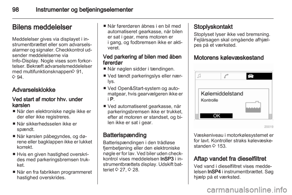 OPEL ZAFIRA 2010.5  Instruktionsbog (in Danish) 