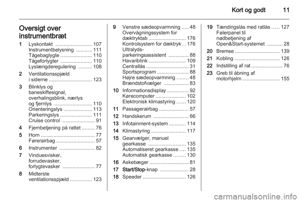 OPEL ZAFIRA 2011  Instruktionsbog (in Danish) 