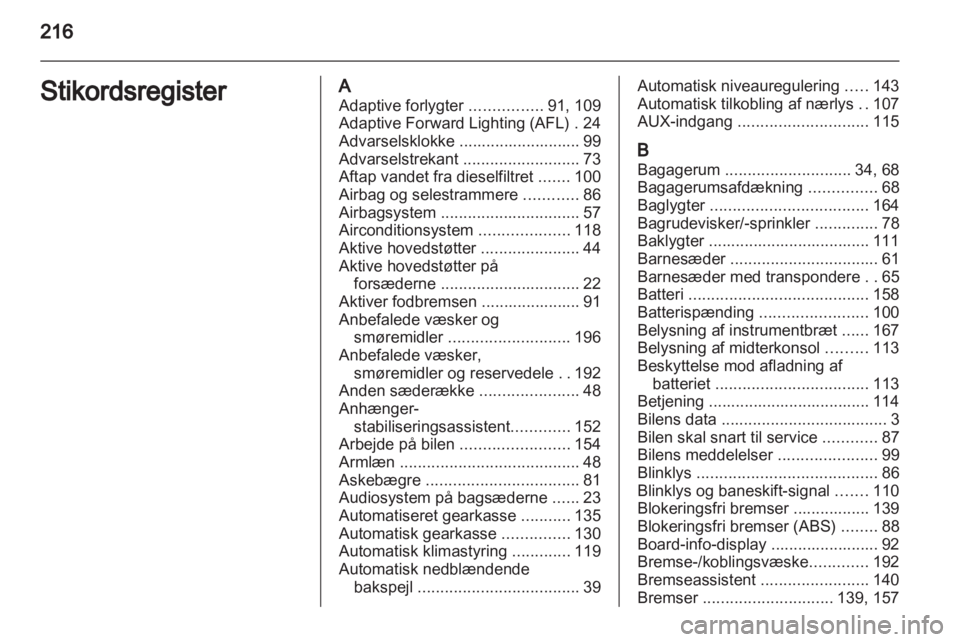 OPEL ZAFIRA 2011.5  Instruktionsbog (in Danish) 