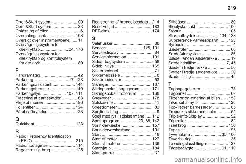 OPEL ZAFIRA 2011.5  Instruktionsbog (in Danish) 