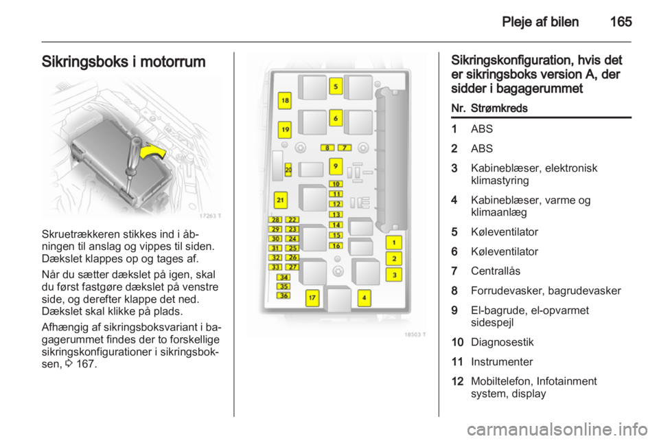 OPEL ZAFIRA 2012  Instruktionsbog (in Danish) 