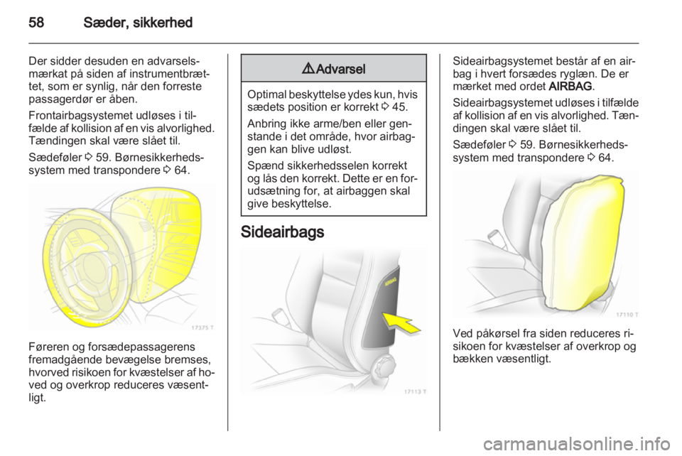 OPEL ZAFIRA 2012  Instruktionsbog (in Danish) 