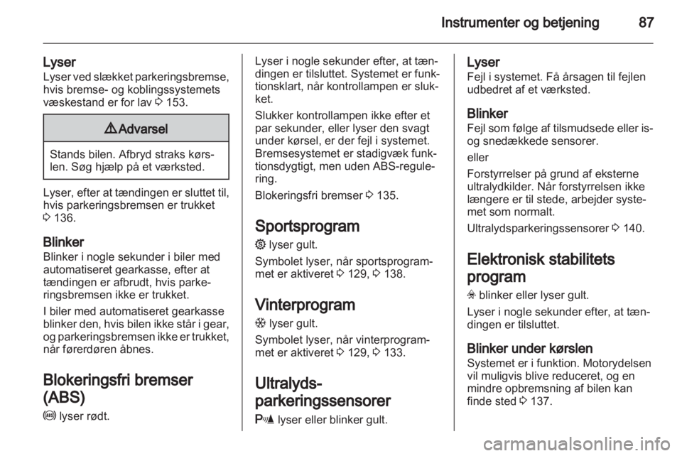 OPEL ZAFIRA 2012  Instruktionsbog (in Danish) 