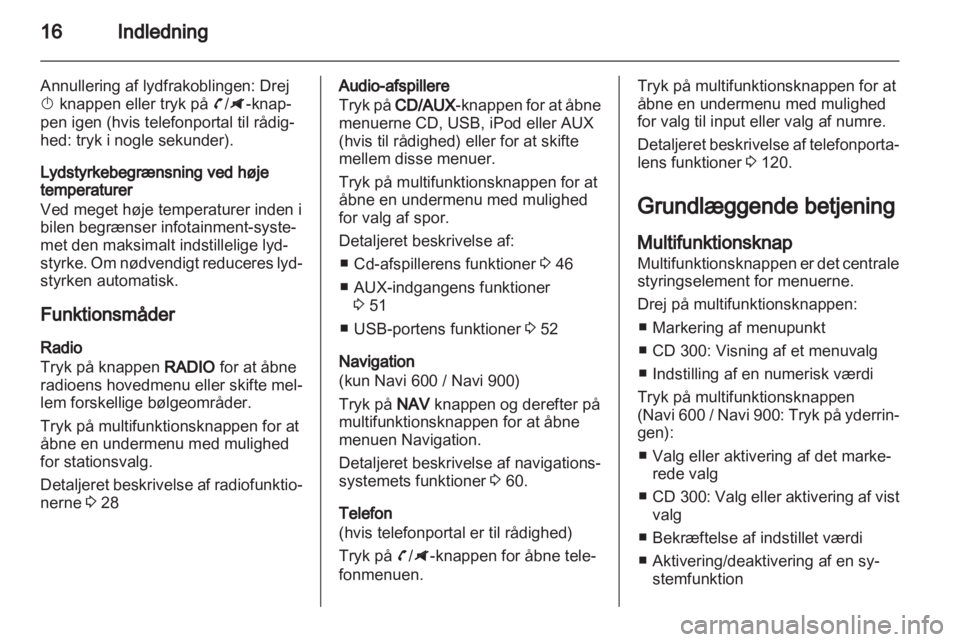 OPEL ZAFIRA C 2013.5  Instruktionsbog til Infotainment (in Danish) 