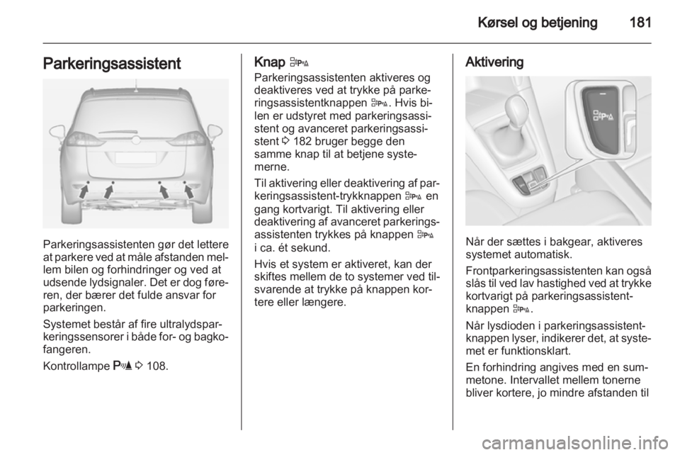 OPEL ZAFIRA TOURER 2012  Instruktionsbog (in Danish) 
