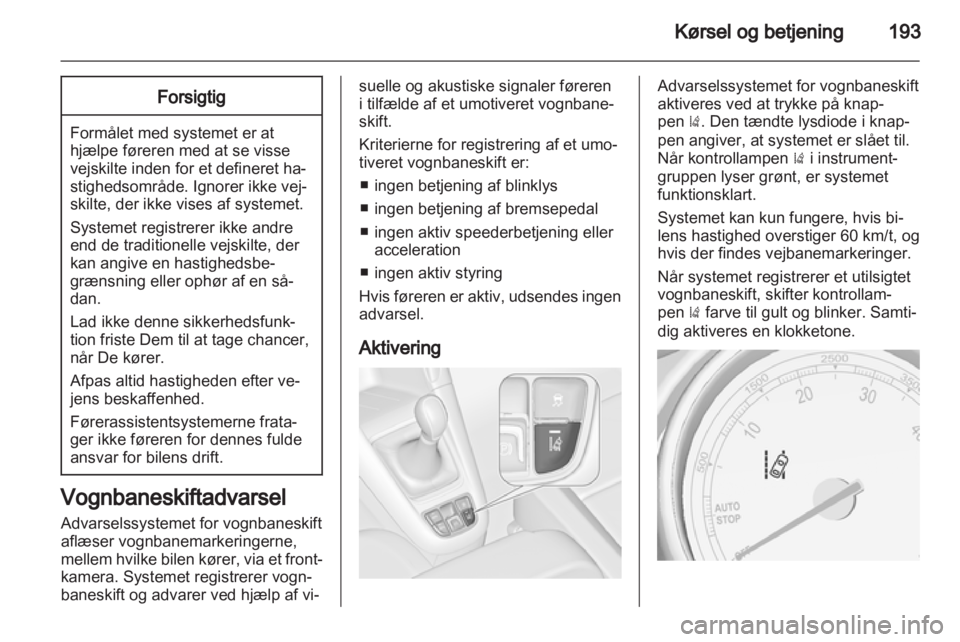 OPEL ZAFIRA TOURER 2012  Instruktionsbog (in Danish) 