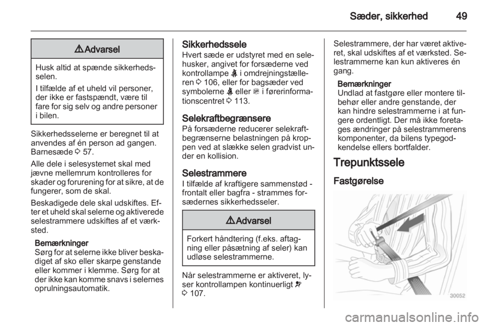 OPEL ZAFIRA TOURER 2013  Instruktionsbog (in Danish) 