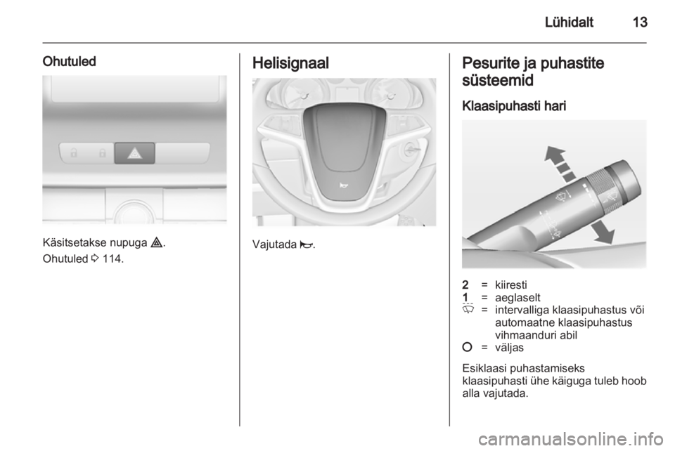 OPEL INSIGNIA 2012  Omaniku käsiraamat (in Estonian) 