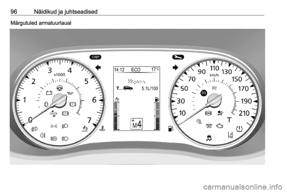 OPEL MOVANO_B 2020  Omaniku käsiraamat (in Estonian) 96Näidikud ja juhtseadisedMärgutuled armatuurlaual 