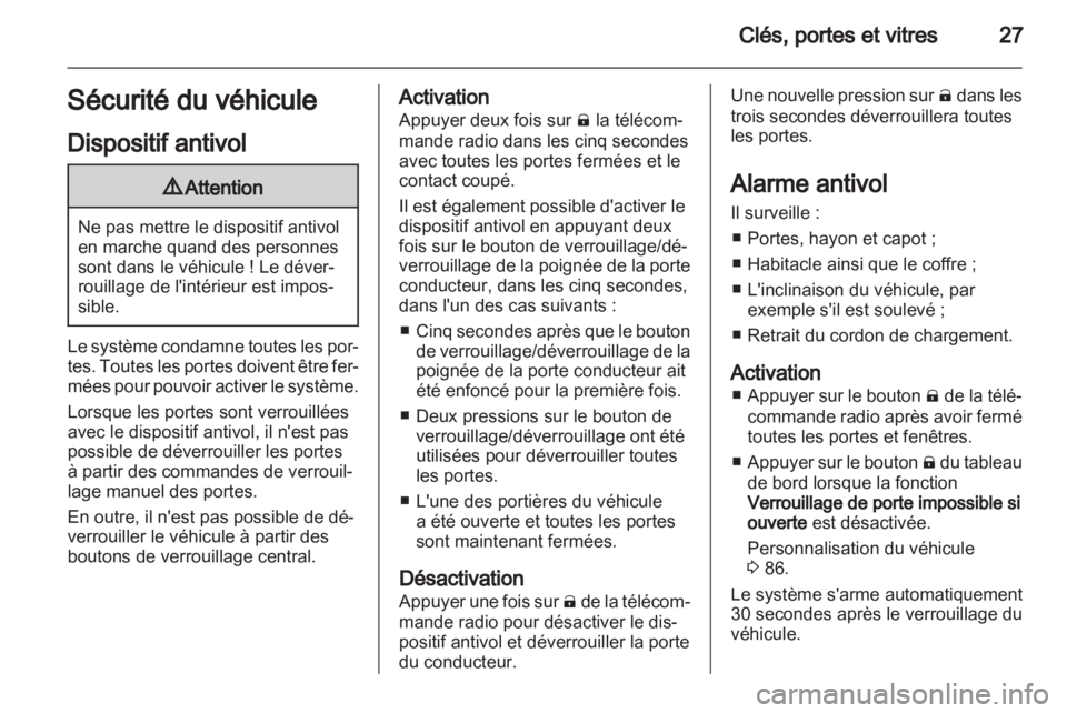 OPEL AMPERA 2012  Manuel dutilisation (in French) 