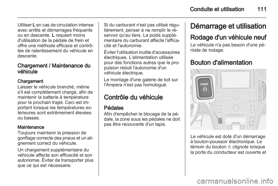 OPEL AMPERA 2013  Manuel dutilisation (in French) 