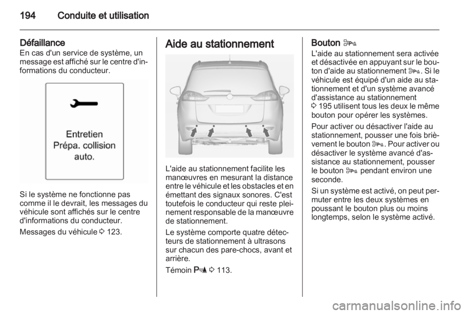 OPEL ZAFIRA TOURER 2012  Manuel dutilisation (in French) 