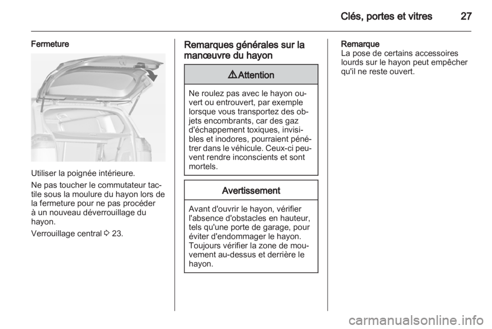 OPEL ZAFIRA TOURER 2012  Manuel dutilisation (in French) 