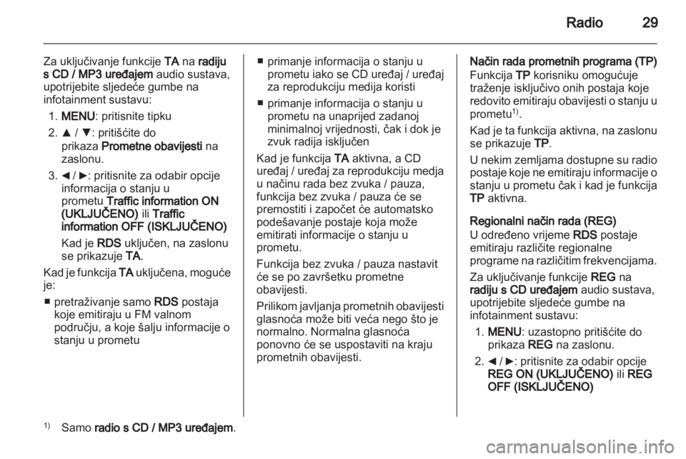 OPEL COMBO D 2013  Priručnik za Infotainment (in Croatian) 