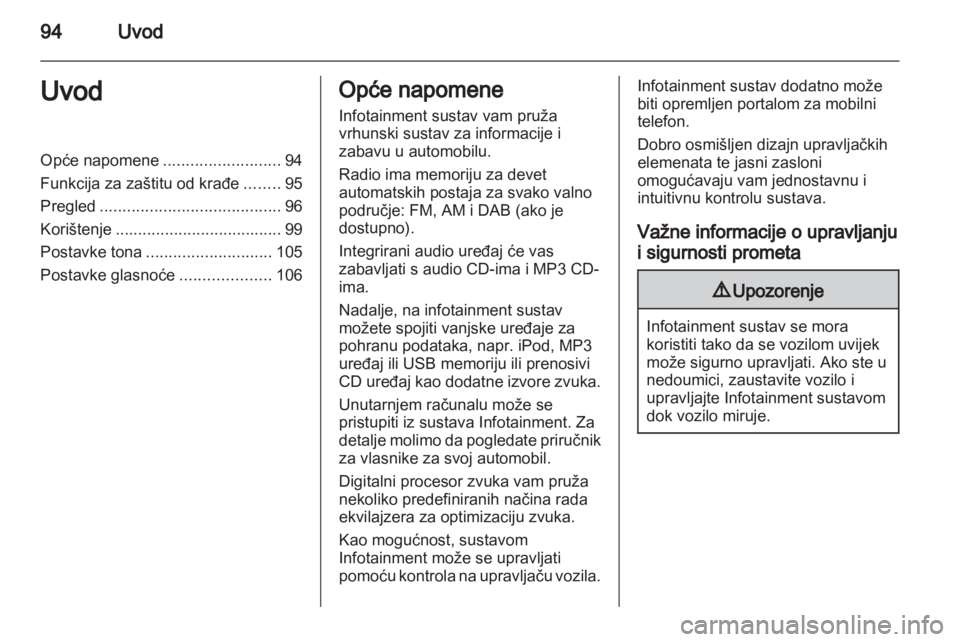 OPEL CORSA 2013  Priručnik za Infotainment (in Croatian) 