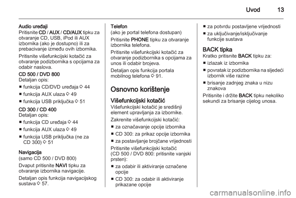 OPEL MERIVA 2011.5  Priručnik za Infotainment (in Croatian) 