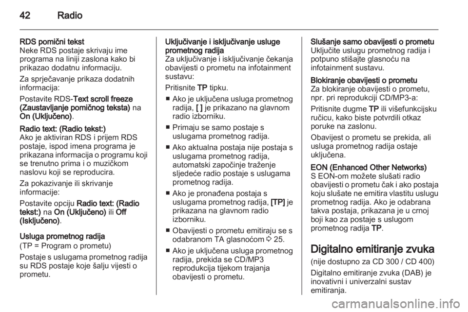 OPEL ZAFIRA C 2013  Priručnik za Infotainment (in Croatian) 
