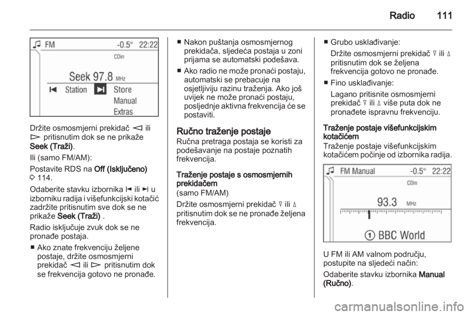 OPEL ZAFIRA B 2014  Priručnik za Infotainment (in Croatian) 