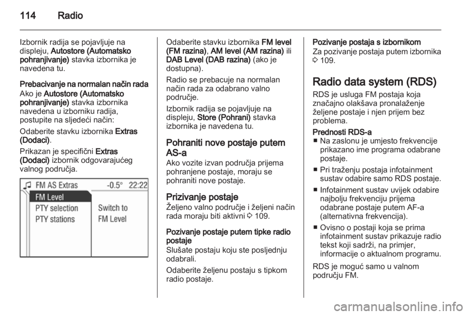 OPEL ZAFIRA B 2014  Priručnik za Infotainment (in Croatian) 