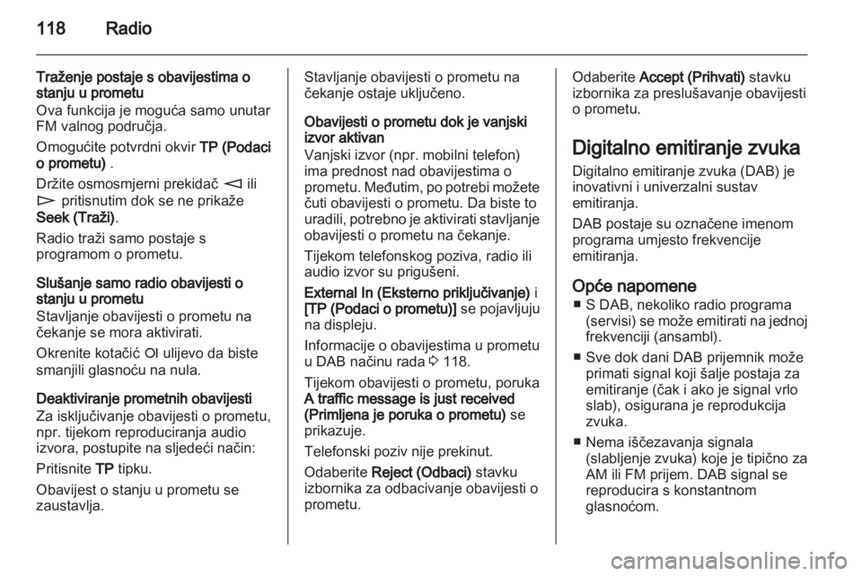 OPEL ZAFIRA B 2014  Priručnik za Infotainment (in Croatian) 