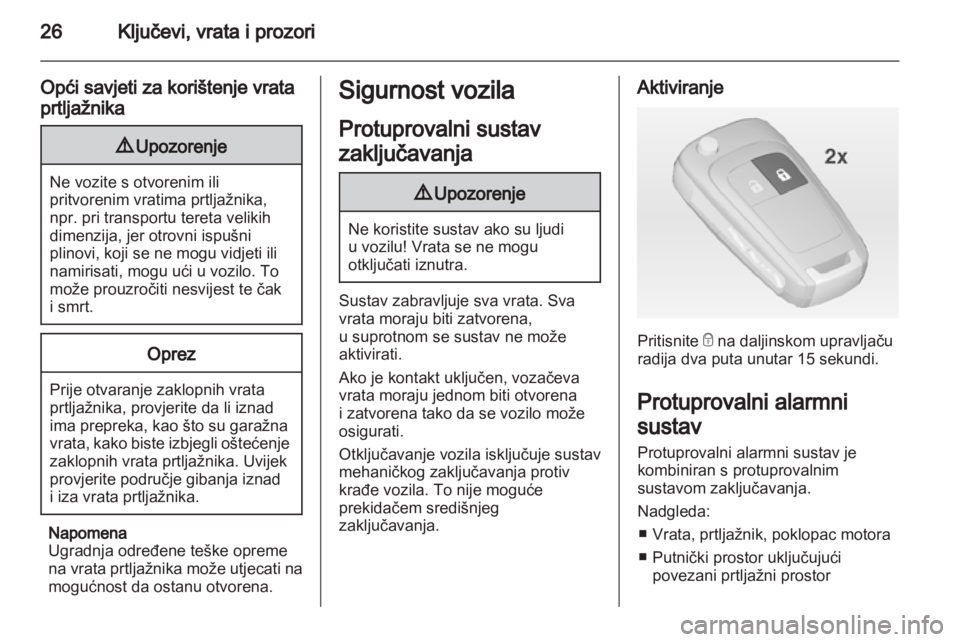 OPEL ZAFIRA TOURER 2012  Priručnik za vlasnika (in Croatian) 