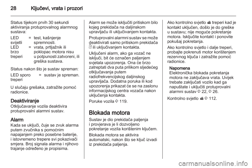 OPEL ZAFIRA TOURER 2012  Priručnik za vlasnika (in Croatian) 
