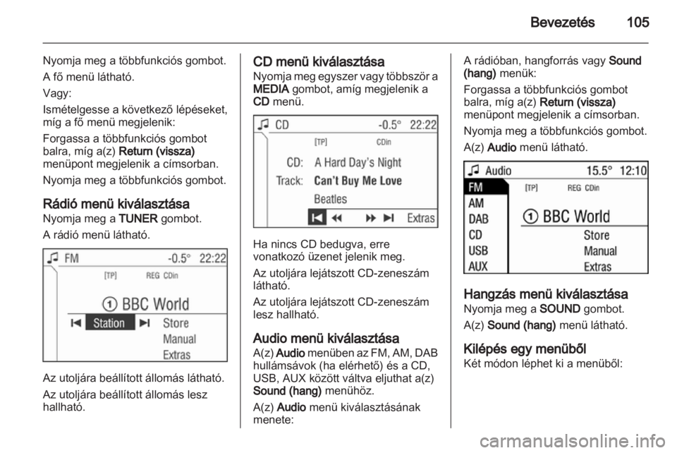 OPEL CORSA 2013.5  Infotainment kézikönyv (in Hungarian) 