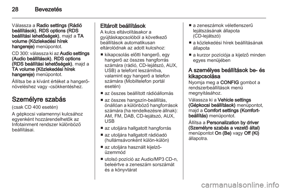 OPEL MERIVA 2013  Infotainment kézikönyv (in Hungarian) 