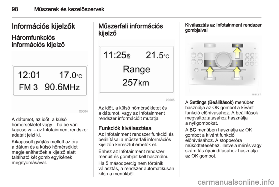 OPEL ZAFIRA 2011.5  Kezelési útmutató (in Hungarian) 