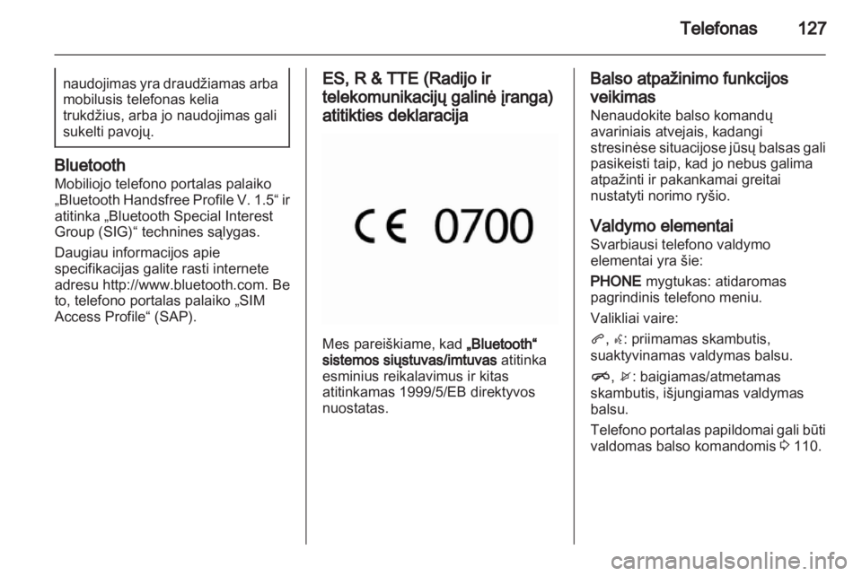 OPEL CASCADA 2013.5  Informacijos ir pramogų sistemos vadovas (in Lithuanian) 