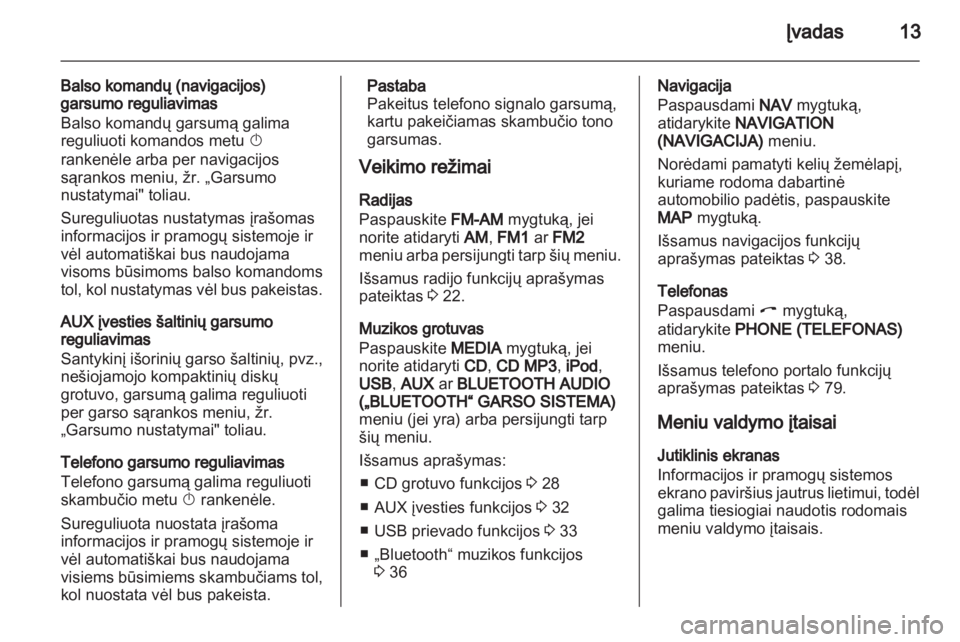 OPEL CORSA 2013.5  Informacijos ir pramogų sistemos vadovas (in Lithuanian) 