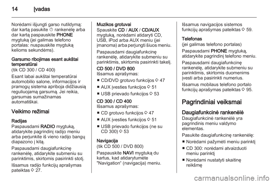 OPEL MERIVA 2011.5  Informacijos ir pramogų sistemos vadovas (in Lithuanian) 