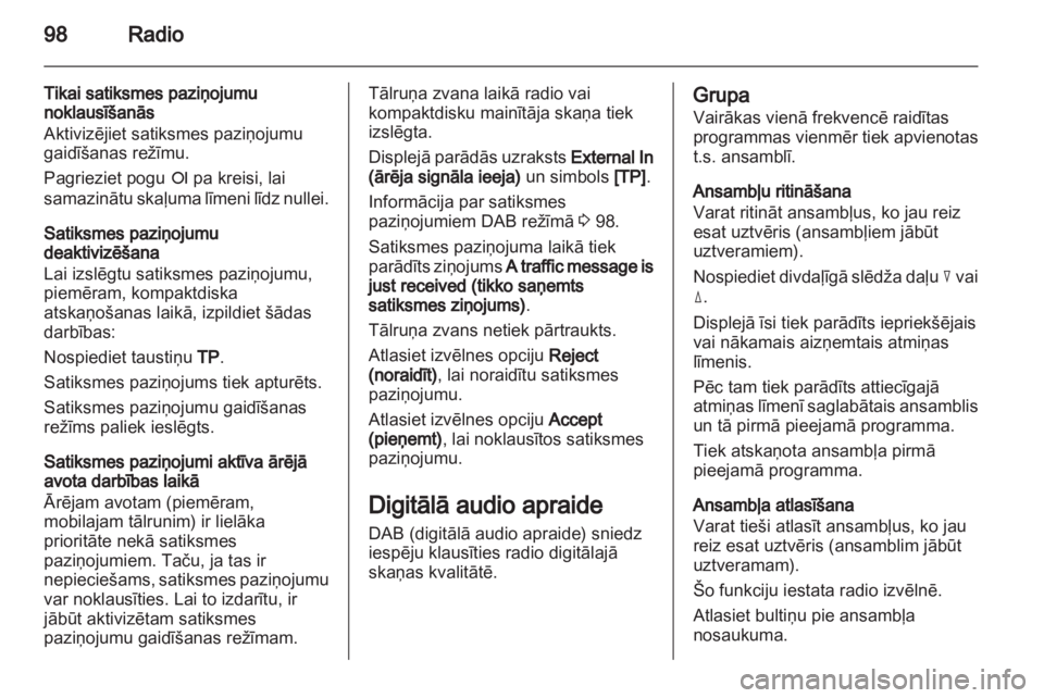 OPEL CORSA 2010.5  Informācijas un izklaides sistēmas rokasgrāmata (in Latvian) 