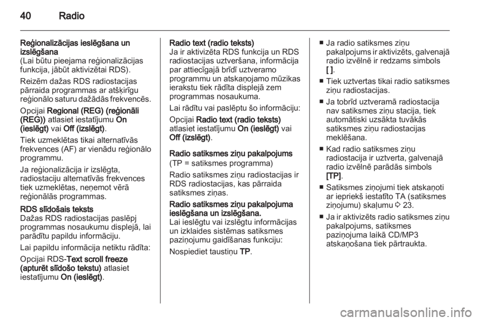 OPEL MERIVA 2011.5  Informācijas un izklaides sistēmas rokasgrāmata (in Latvian) 