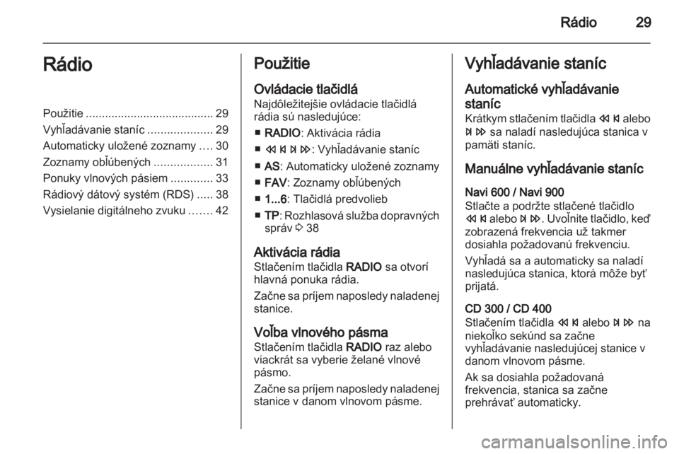 OPEL CASCADA 2013.5  Návod na obsluhu informačného systému (in Slovak) 
