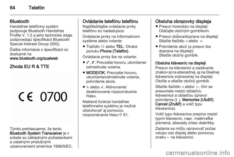 OPEL MOVANO_B 2012  Návod na obsluhu informačného systému (in Slovak) 