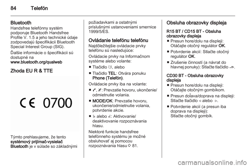 OPEL MOVANO_B 2012.5  Návod na obsluhu informačného systému (in Slovak) 