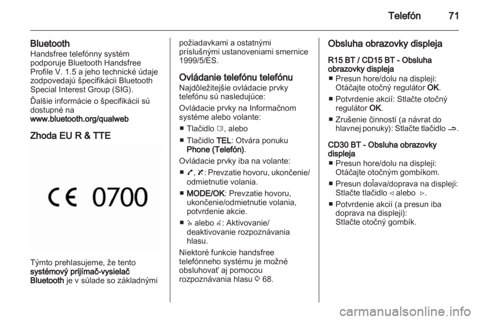 OPEL MOVANO_B 2013.5  Návod na obsluhu informačného systému (in Slovak) 